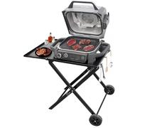 Raweao Support de Barbecue Pliable pour Ninja Woodfire OG701/OG850/OG951, Chariot Plancha Extérieur Universel avec Table Latérale et Crochets, Noir