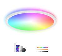 Rawhui 24W Plafonnier LED Dimmable,Plafonnier LED RGBIC,IP44 2400LM Luminaire Plafonnier,3000K-6500K,Plafonnier avec Télécommande et Contrôle APP,pour Chambre à Chambres, Salons, Couloir, Cuisine