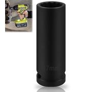 Raxfekro Visseuse à percussion à plusieurs dents de 17 mm - 12 pans - 12,5 mm (1/2") - CR-MO pour un retrait facile des écrous d'essieu (17mm)