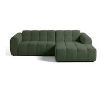Lisa Design Canapé d'angle droit Ray 4 places en tissu texturé Vert