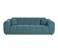 Lisa design Canapé droit 3 places Ray Tissu texturé Bleu grisé