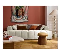Ray - canapé droit 4 places avec double méridienne - assise profonde - en tissu texturé - Beige