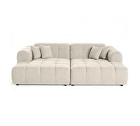 Ray - canapé droit 4 places avec double méridienne - assise profonde - en tissu texturé - Beige