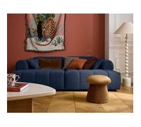 Ray - canapé droit 4 places avec double méridienne - assise profonde - en tissu texturé - Bleu