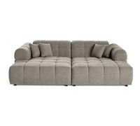 Ray - canapé droit 4 places avec double méridienne - assise profonde - en tissu texturé - Gris Gris G