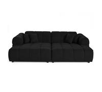 Ray - canapé droit 4 places avec double méridienne - assise profonde - en tissu texturé - Noir