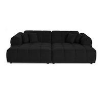 Ray - canapé droit 4 places avec double méridienne - assise profonde - en tissu texturé - Noir Noir G