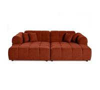 Ray - canapé droit 4 places avec double méridienne - assise profonde - en tissu texturé - Rouge