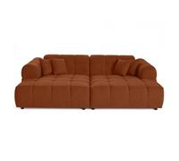 Ray - canapé droit 4 places avec double méridienne - assise profonde - en tissu texturé - Rouille