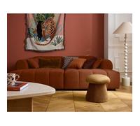Ray - canapé droit 4 places avec double méridienne - assise profonde - en tissu texturé - Rouille