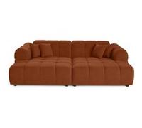 Ray - canapé droit 4 places avec double méridienne - assise profonde - en tissu texturé - Rouille Rouille G