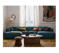 Best mobilier Canapé panoramique en U Ray 7 places tissu texturé Bleu grisé