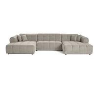 Lisa design Canapé panoramique Ray 7 places en U tissu texturé Gris