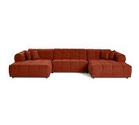 Best mobilier Canapé panoramique en U Ray 7 places tissu texturé Rouge