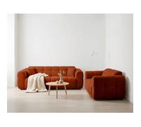 Ray - Ensemble de canapés droits 2+3 places tissu texturé - Rouille