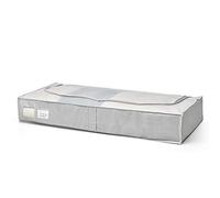 Rayen | Boîte de rangement pour vêtements et couvertures | Sac en tissu à fermeture à glissière pour vêtements, résille respirante, pliable et résistant. 45 x 103 x 16 cm | Gris clair/Translucide