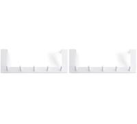 Rayen Cintre 5 crochets Porte-manteau Barre de crochet Accroche-porte Multifonctionnel Gain de place Blanc 36 cm x 12,5 cm x 4 cm (Lot de 2)