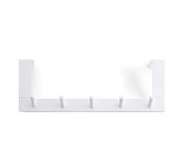 Rayen Cintre 5 crochets Porte-manteau Barre de crochet Accroche-porte Multifonctionnel Gain de place Blanc 36 cm x 12,5 cm x 4 cm