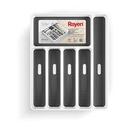 Range Couverts 6 Cases Blanc/Gris Bi-Matière 40 x 32,5 x 5 cm - Rayen