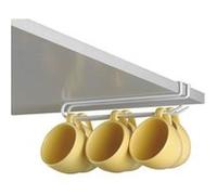 Rayen Porte-verres/tasses clips métal blanc 3 places Support métallique blanc/gris, cadre en fil blanc, porte-verres/porte-tasses jaunes
