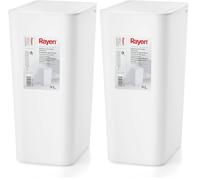 Rayen | Poubelle de Salle de Bains | Capacité de 9 litres | Couleur Blanche | 22 x 16 x 33cm | avec Couvercle (Lot de 2)