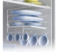 Rayen - Rayen Cintre avec étagère pour armoires de cuisine, sans installation, réglable sur des étagères de 2 cm, organisateur multifonctionnel pour tasses, assiettes et ustensiles, 22,5 x 30 x 26 cm