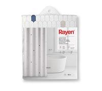 Rayen | Rideau de Douche ou de Baignoire | Imperméable à l’Eau | Polyester | Séchage Rapide | Opaque | Anneaux en PVC | Comprend 12 Crochets | 180 x 200 cm | Blanc avec cellules Bleues