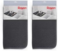 Rayen | Tapis d’égouttage à plaques | Égouttoir de Vaisselle de Cuisine | Matériau Super Absorbant | Séchage Rapide | Évitez l’humidité | Gris foncé | 40x46 cm (Lot de 2)