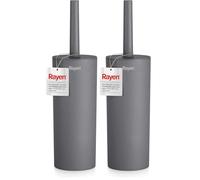 Rayen | WC Brosse avec Couvercle | Nettoyage Efficace | Douce-Touch | 37 x 9,2 cm | Gris et Noir (Lot de 2)