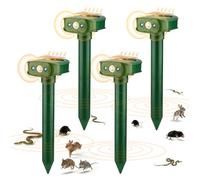 RAYGARD 4 Pièces Répulsif Taupes Solaire 20㎡ Vibrations avec Lumière LED | 2026 Repulsif Martres Imperméable IP45 Effaroucheur Animaux Jardin pour Souris Taupes Lapins Serpents