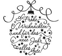 Rayher 28984000 Tampon Expression " Frohe Weihnachten ", tampon scrapbooking en forme de boule de noà«l, base en bois & surface en caoutchouc naturel, tampon lettre 7 cm x 7 cm, pour les cartes de noà«l, nature/noir