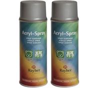 Rayher 34145610 Spray peinture acrylique, argent, brillant, 200ml, base aqueuse, surfaces multiples, décoration et rénovation d’objets (Lot de 2)