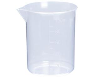Rayher 34457000 Verre doseur, bécher gradué, 100ml, 1 pce, plastique blanc transparent, rigide, 52mm ø, 60x72mm, mesure de liquide, graduations en ml, multi-usage, Stable
