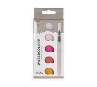 Rayher 38615258 Watercolour peinture métallique av pinceau H2O, rosé, 5 couleurs