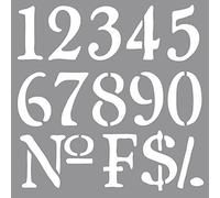 Rayher 38907000 Pochoir Polyester 30,5cm x 30,5cm Grands Chiffres & Symboles, Gris