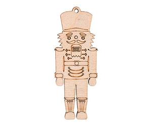 Rayher 46468505 Casse-noix bois FSCMixCred., av.oeillet, nature, 3x8cm, motif 1 face, sct.-LS 4pces