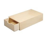 Rayher 62601000 Boîte en bois FSC Mix Credit, 20 x 10 x 5 cm, poche intérieure coulissante, Nature/Marron
