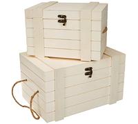 Rayher - 62651000 - 2 coffres en bois - 30x20.5x17.3 cm + 24x16x15.5 cm, Couleur et modèle aléatoire