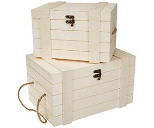 Rayher - 62651000 - 2 coffres en bois - 30x20.5x17.3 cm + 24x16x15.5 cm, Couleur et modèle aléatoire