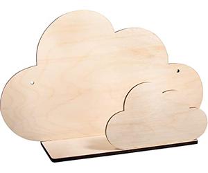 Rayher 62975505 Etagère murale enfant, nuage, bois naturel FSC MixCred, 1 Kit, 35X21X10cm, décoration, chambre d’enfant