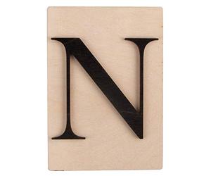 Rayher 63092576 Tuile en bois Lettre N, 1 pce., FSC Mixed Credit, noir, 10,5 x 14,8 cm, épaisseur 4 mm, effet 3D, décoration d’intérieur, arts créatifs