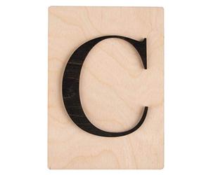 Rayher 63094576 Tuile en bois Lettre C, 1 pce., FSC Mixed Credit, noir, 10,5 x 14,8 cm, épaisseur 4 mm, effet 3D, décoration d’intérieur, arts créatifs