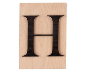 Rayher 63099576 Tuile en bois Lettre H, 1 pce., FSC Mixed Credit, noir, 10,5 x 14,8 cm, épaisseur 4 mm, effet 3D, décoration d’intérieur, arts créatifs