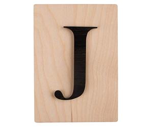 Rayher 63101576 Tuile en bois Lettre J, 1 pce., FSC Mixed Credit, noir, 10,5 x 14,8 cm, épaisseur 4 mm, effet 3D, décoration d’intérieur, arts créatifs