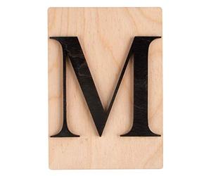 Rayher 63104576 Tuile en bois Lettre M, 1 pce., FSC Mixed Credit, noir, 10,5 x 14,8 cm, épaisseur 4 mm, effet 3D, décoration d’intérieur, arts créatifs