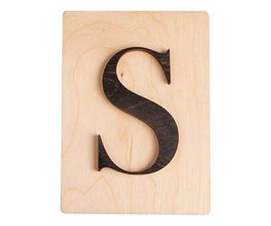 Rayher 63110576 Tuile en bois Lettre S, 1 pce., FSC Mixed Credit, noir, 10,5 x 14,8 cm, épaisseur 4 mm, effet 3D, décoration d’intérieur, arts créatifs