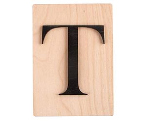 Rayher 63111576 Tuile en bois Lettre T, 1 pce., FSC Mixed Credit, noir, 10,5 x 14,8 cm, épaisseur 4 mm, effet 3D, décoration d’intérieur, arts créatifs