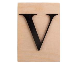 Rayher 63113576 Tuile en bois Lettre V, 1 pce., FSC Mixed Credit, noir, 10,5 x 14,8 cm, épaisseur 4 mm, effet 3D, décoration d’intérieur, arts créatifs