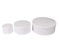 Rayher 67339102 kit boîtes en papier mâché, FSC Rec. 100%, rond, 3tailles, blanc