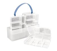 Rayher 8915800 boites de rangement plastique, lot de 4, 12x8x2,3cm, transparent